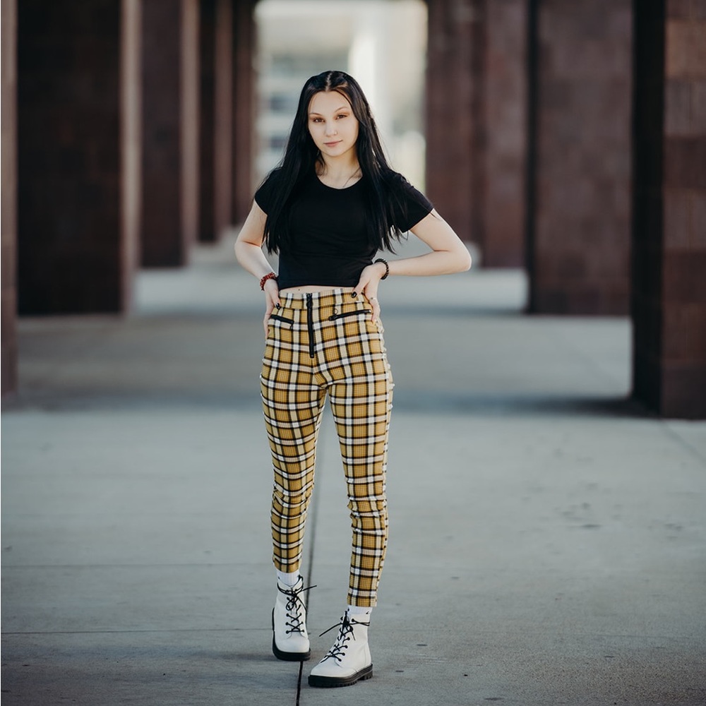 Yellow plaid pants
